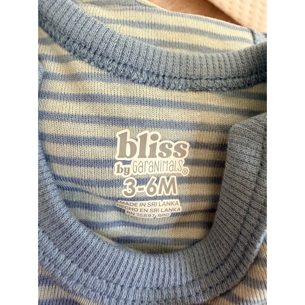 Bliss by Garanimals Baby Boys 3PK Outfit Set Blue Grey Stripe Airplane 3-6M NWT - Picture 5 of 6